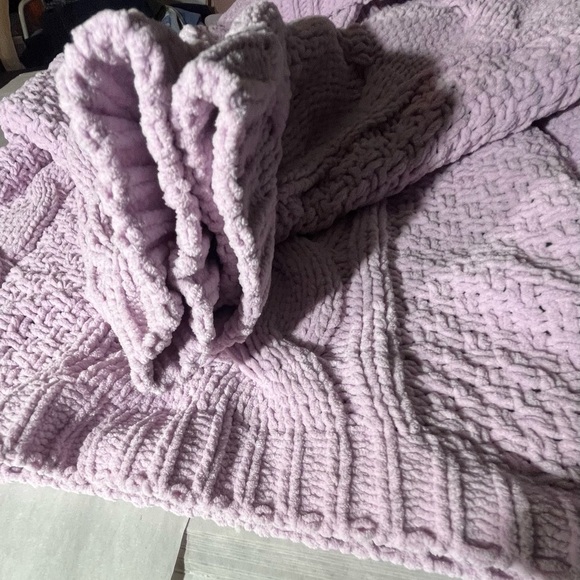 Lavender Cable Knit Crop Turtleneck Sweater grandma core Large - Picture 7 of 8